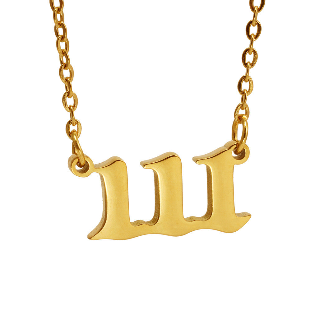 Angel Number Necklace – 18k Gold Plated, Waterproof, Tarnish-Free, Hypoallergenic Jewelry