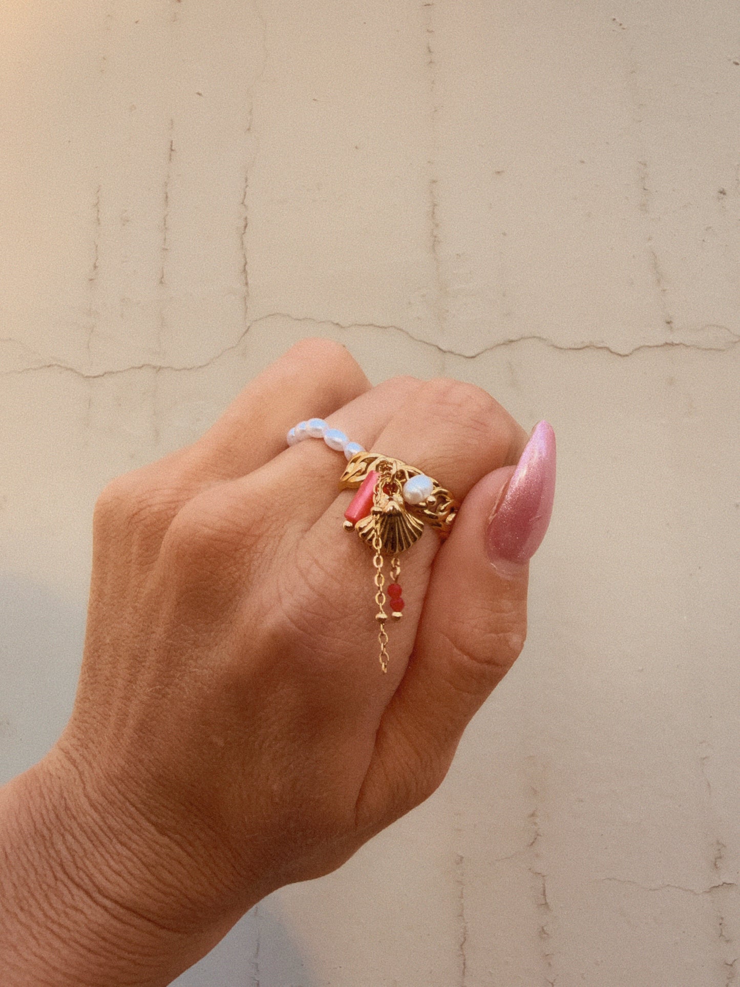 Coral Tide Charm Ring