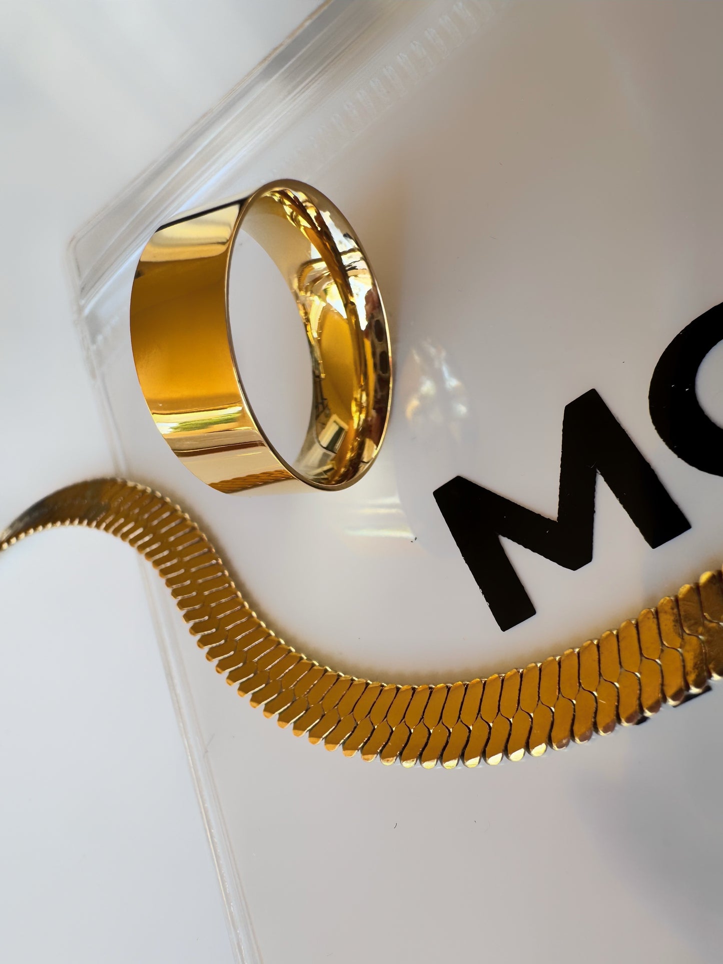 Bold Gold Icon Herringbone Necklace