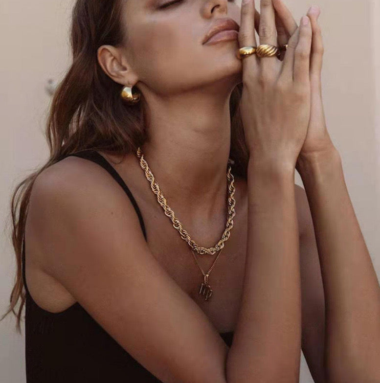 18K Gold Bold Henry Rope Stacking Necklace