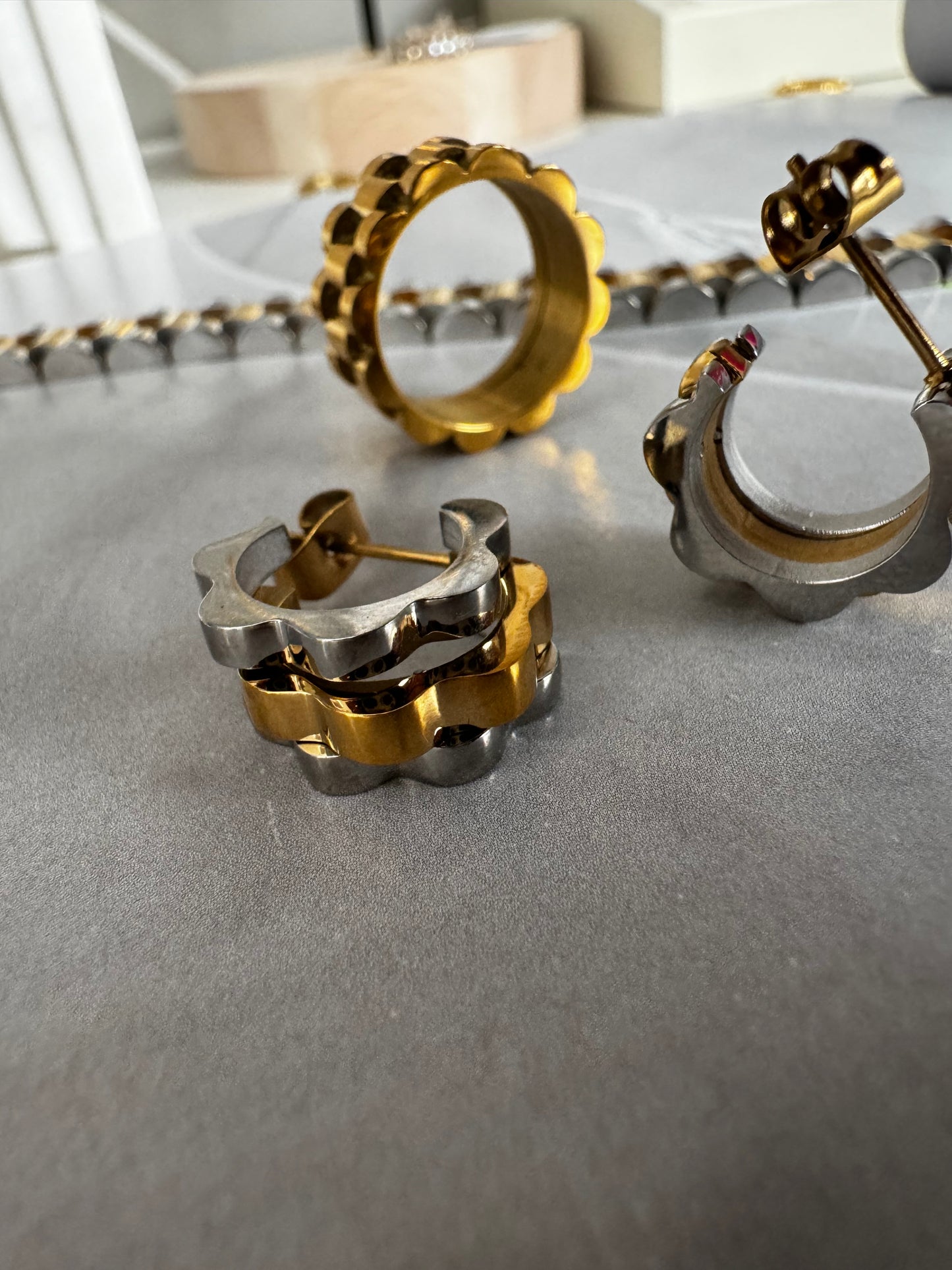 Rolex Mixed Metal Earrings