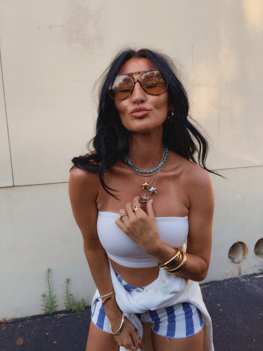 Double Star Pendant Necklace – Silver & Gold (4th of July Collection)