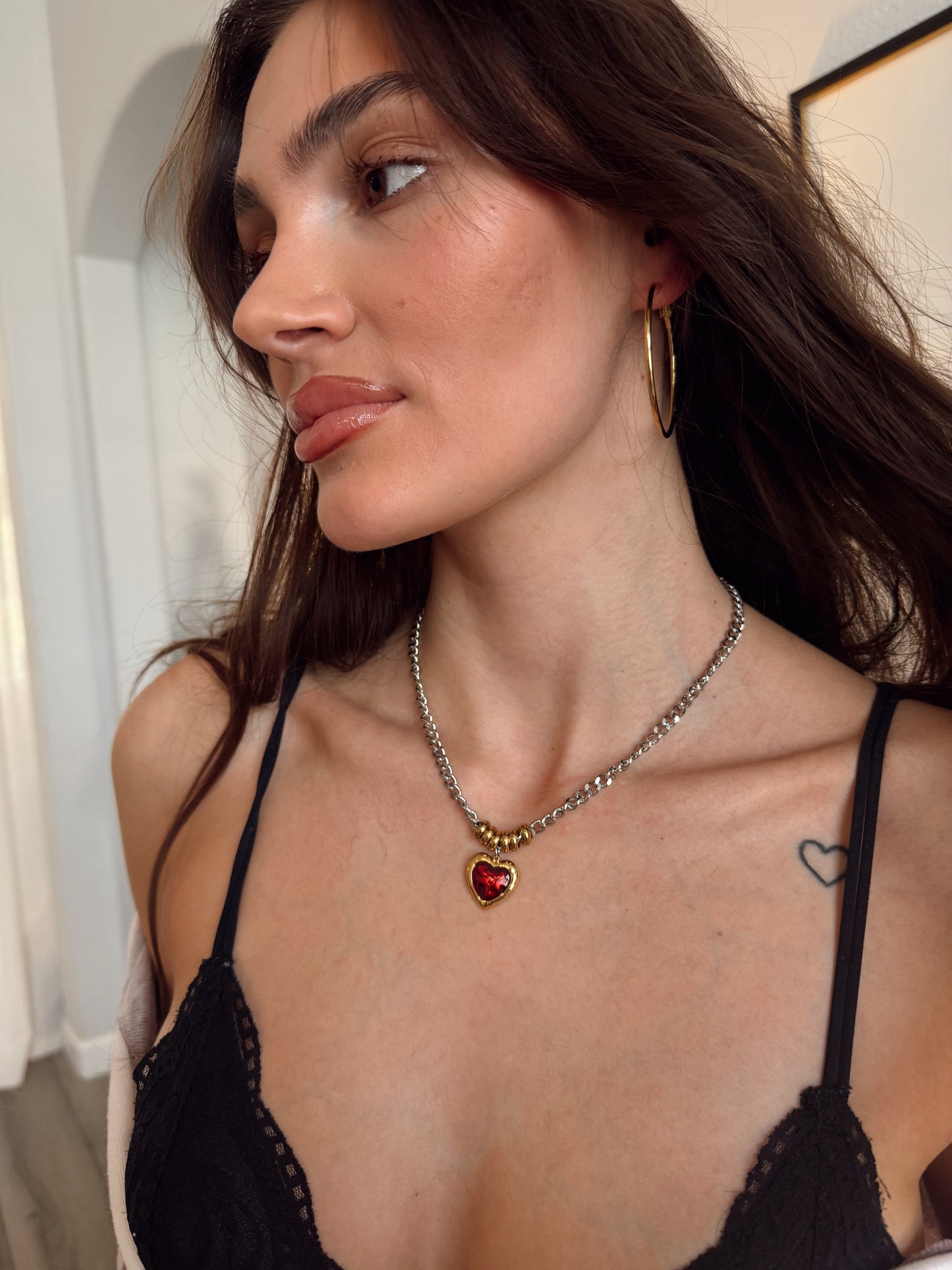 Bria Mixed Metals Heart Necklace