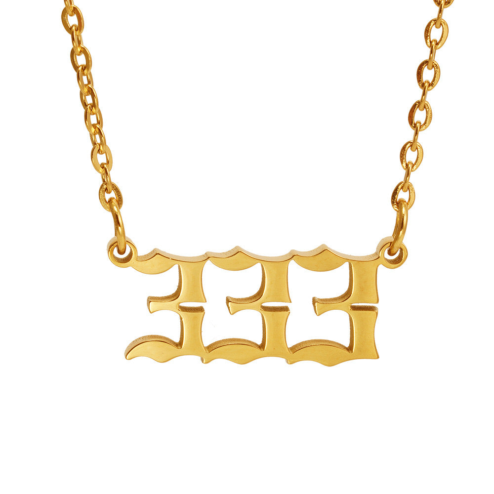 Angel Number Necklace – 18k Gold Plated, Waterproof, Tarnish-Free, Hypoallergenic Jewelry