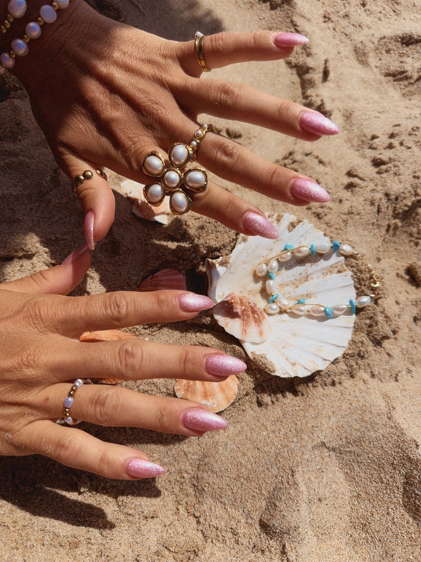 š¼ Golden Petal Pearl Ring