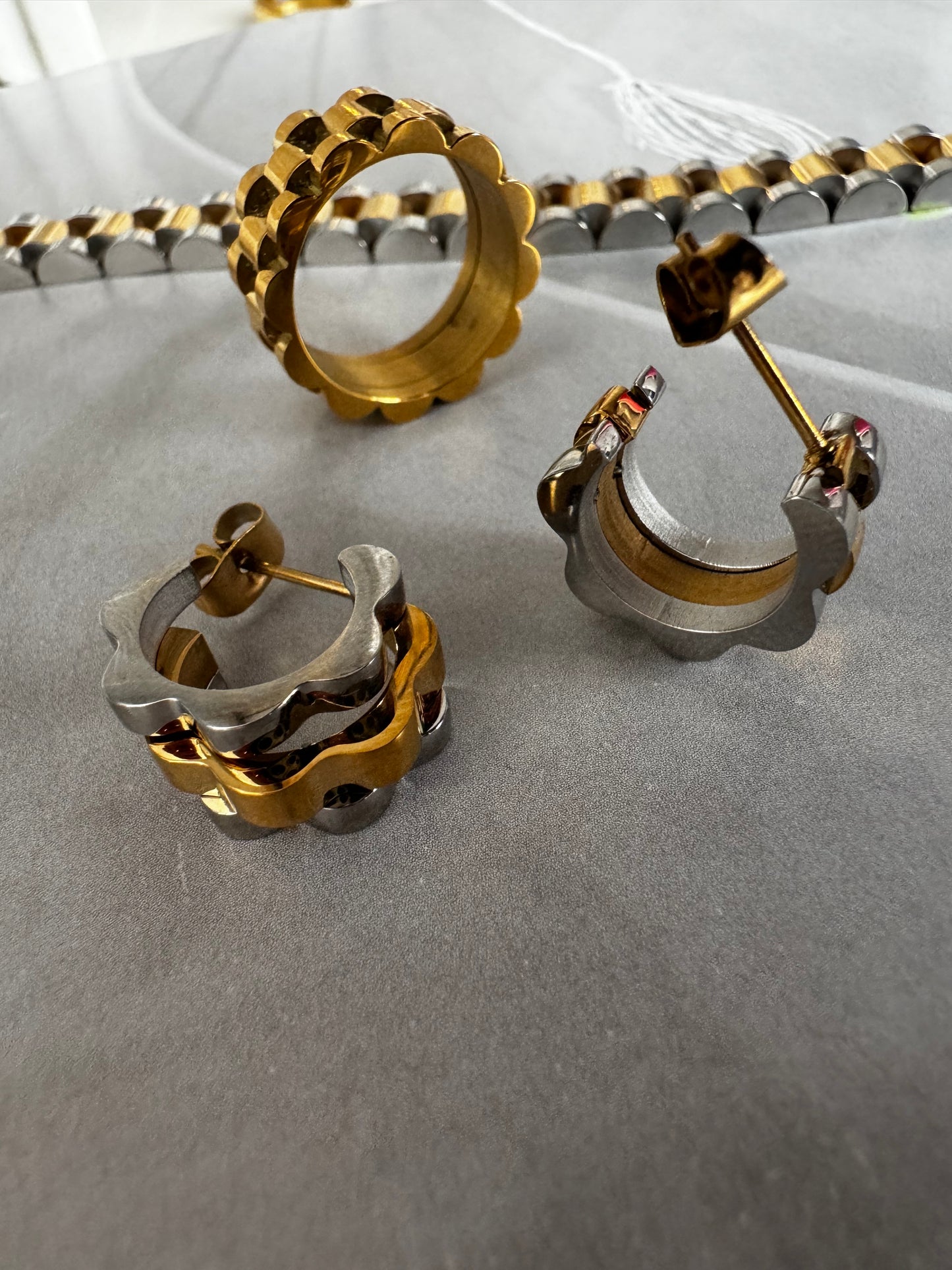 Rolex Mixed Metal Earrings