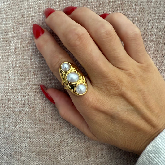 Trinity Pearl Open Ring