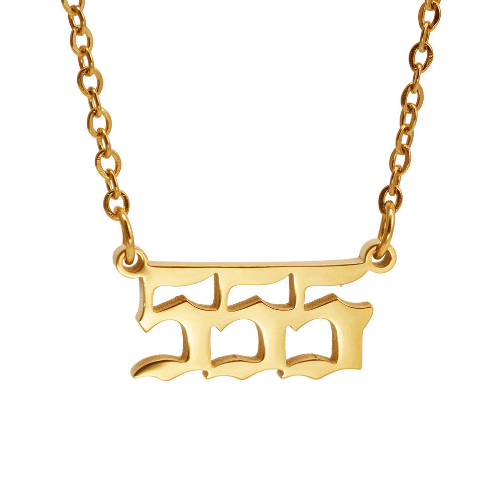 Angel Number Necklace – 18k Gold Plated, Waterproof, Tarnish-Free, Hypoallergenic Jewelry