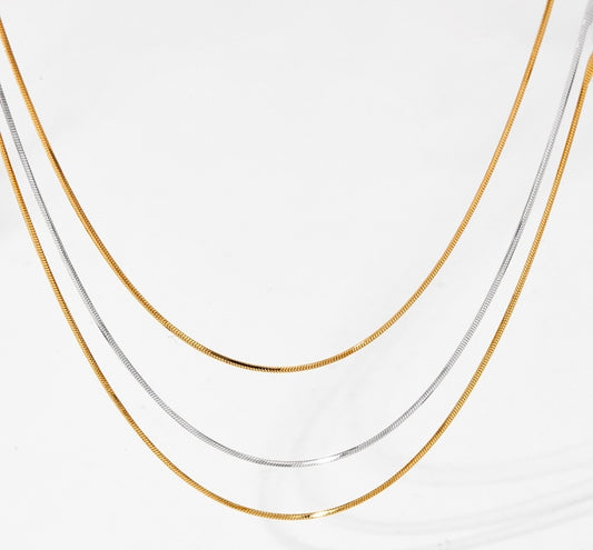Pre-Stacked Triple Chain Necklace