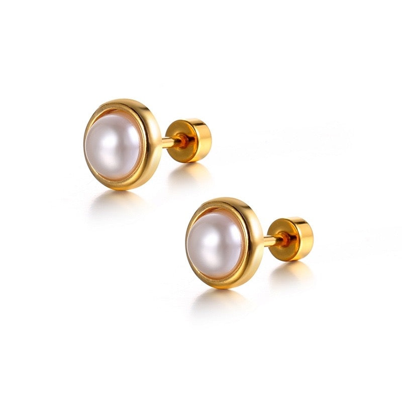 Golden Pearl Studs