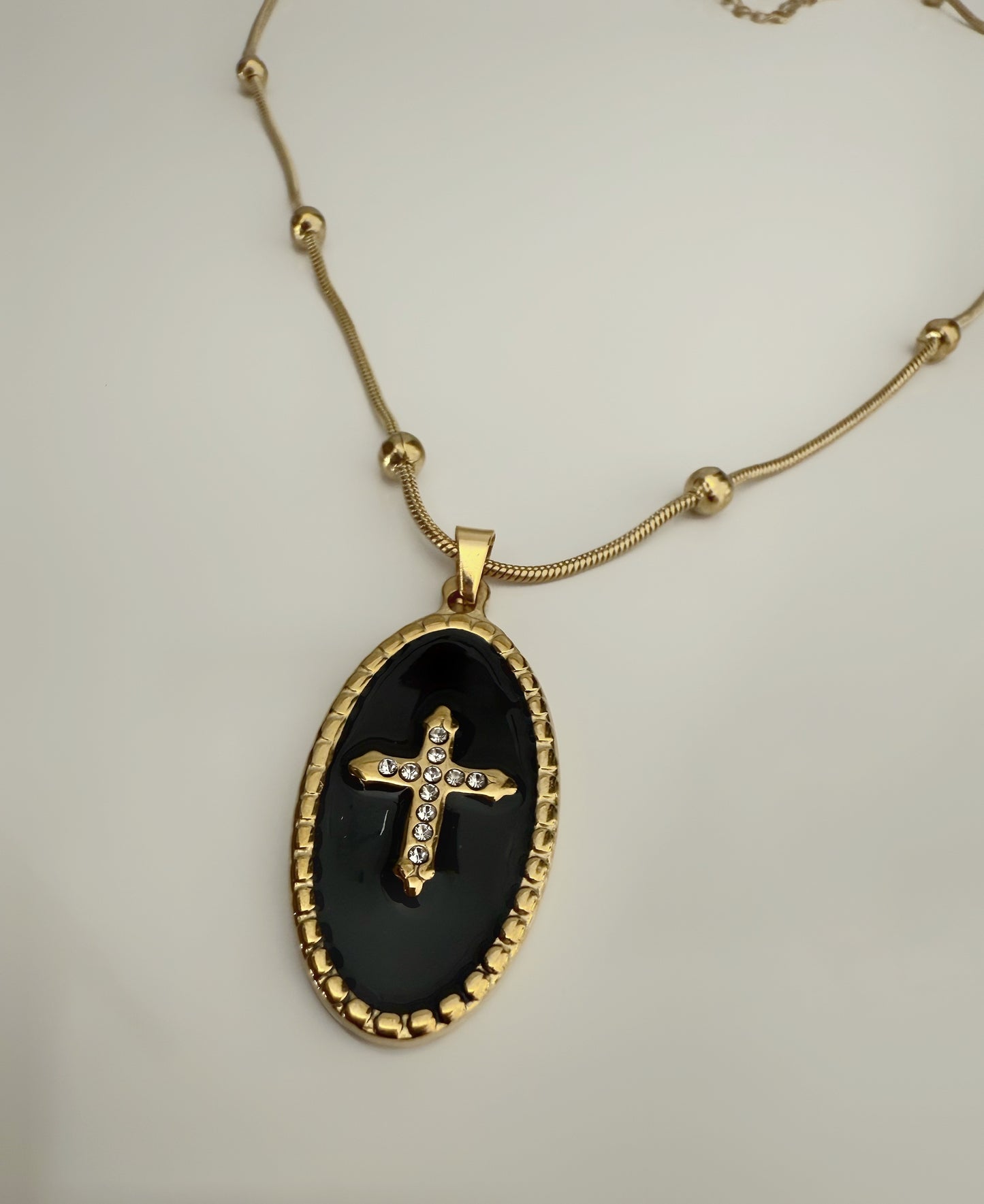 Black Edge Cross Necklace