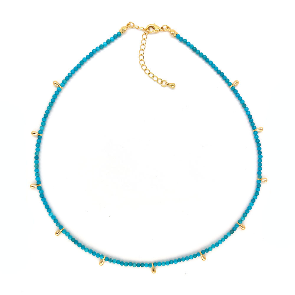 Turqs and Gold Beaded Necklace