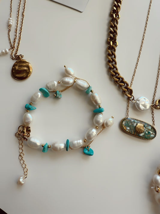 Turquoise Tide Pearl Bracelet
