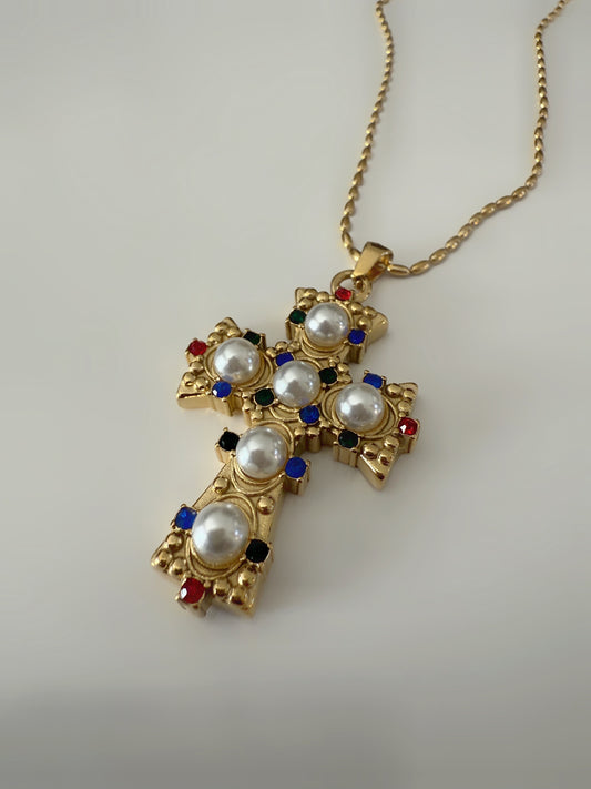 Revival Gemstone Cross Necklace