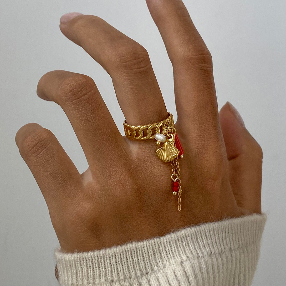 Coral Tide Charm Ring