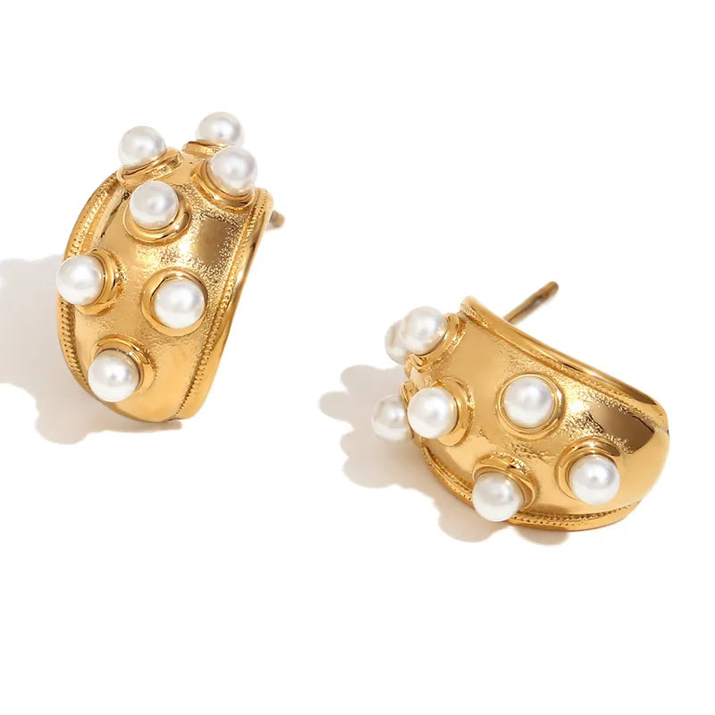 Pearl Studded Hoops