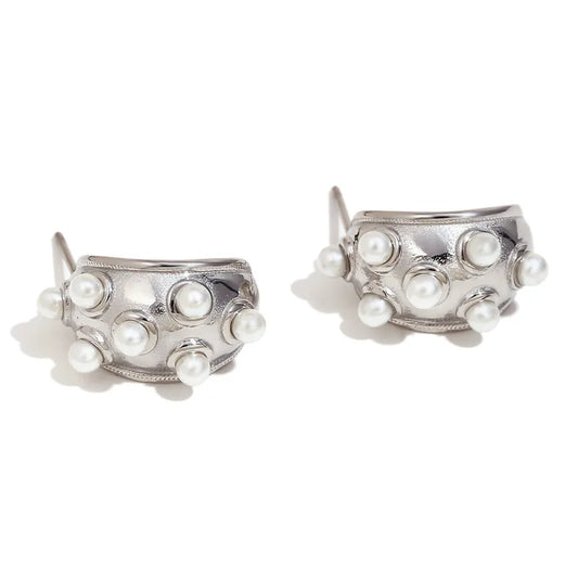 Pearl Studded Hoops