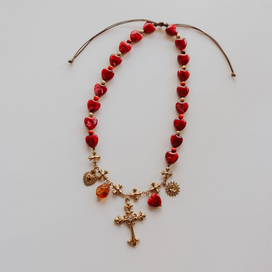 Scarlet Cross Statement Necklace