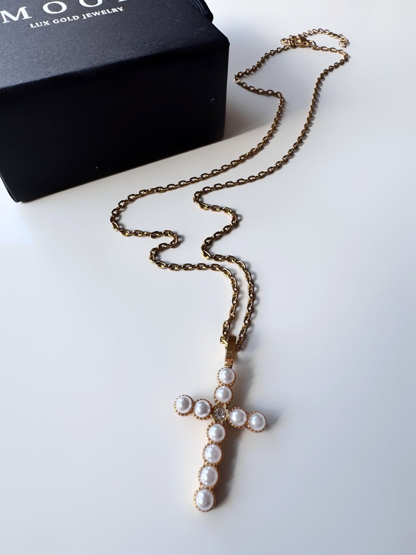 Hera Pearl Cross Necklace