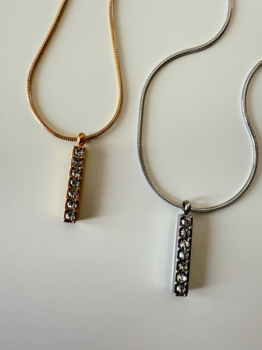 Crystal Bar Drop Necklace