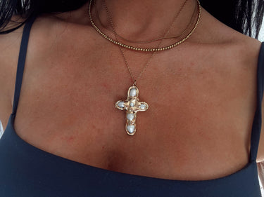 Old World Pearl Cross Necklace