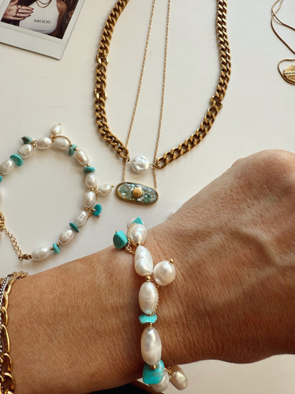 Turquoise Tide Pearl Bracelet