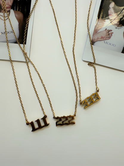 Angel Number Necklace – 18k Gold Plated, Waterproof, Tarnish-Free, Hypoallergenic Jewelry