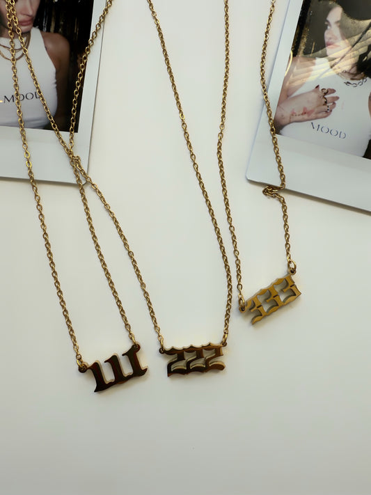 Angel Number Necklace – 18k Gold Plated, Waterproof, Tarnish-Free, Hypoallergenic Jewelry