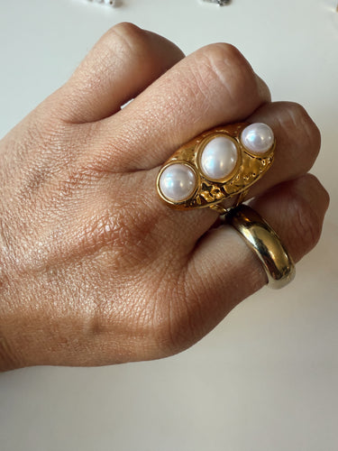 Trinity Pearl Open Ring