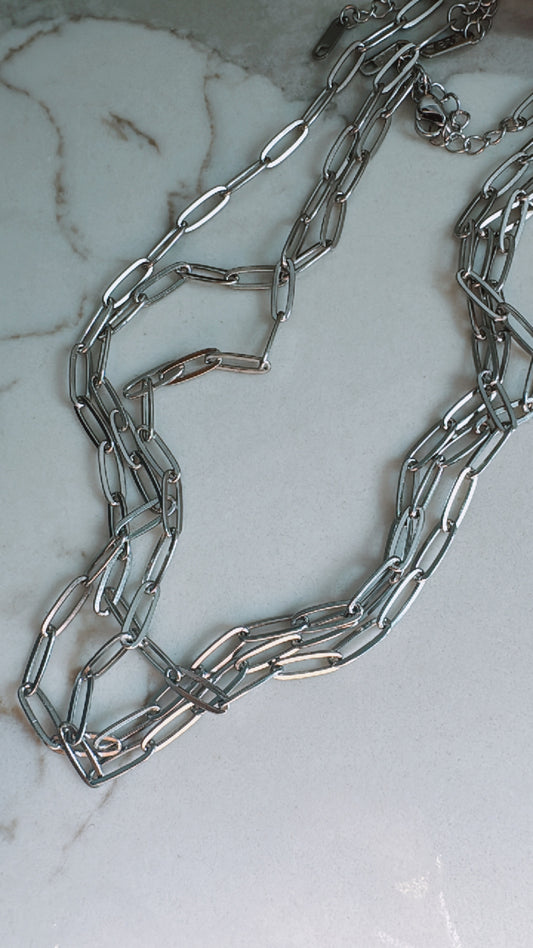 Silver Paper Clip Necklace