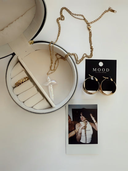 St. Lucia Pre Stacked Pearl Cross Necklace