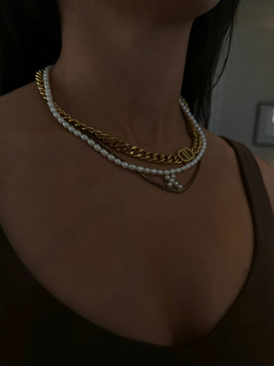 Cross Pearls Choker