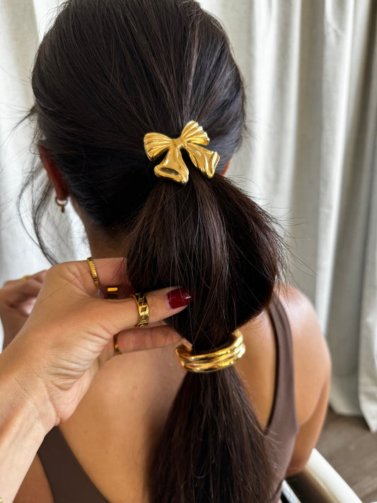 Girls Gold Bow Hair Tie