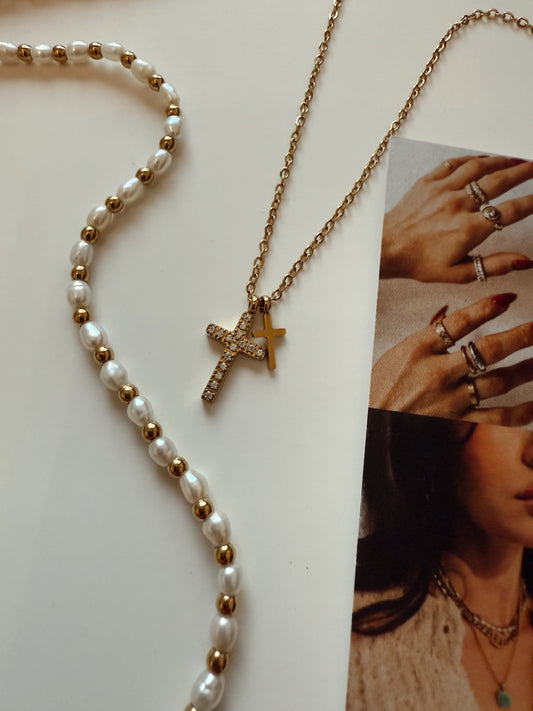Noelle Double Cross Necklace