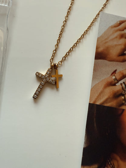 Noelle Double Cross Necklace