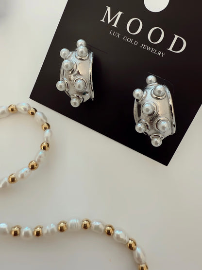 Pearl Studded Hoops