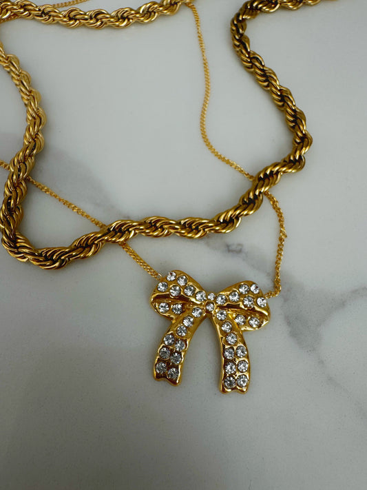 Diamond Bow Necklace