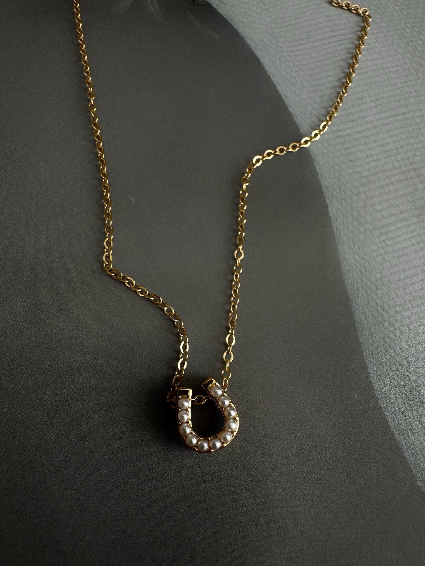 Dainty Pearl Horseshoe Necklace