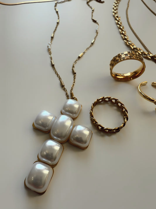 Pearl Cross Revival Necklace