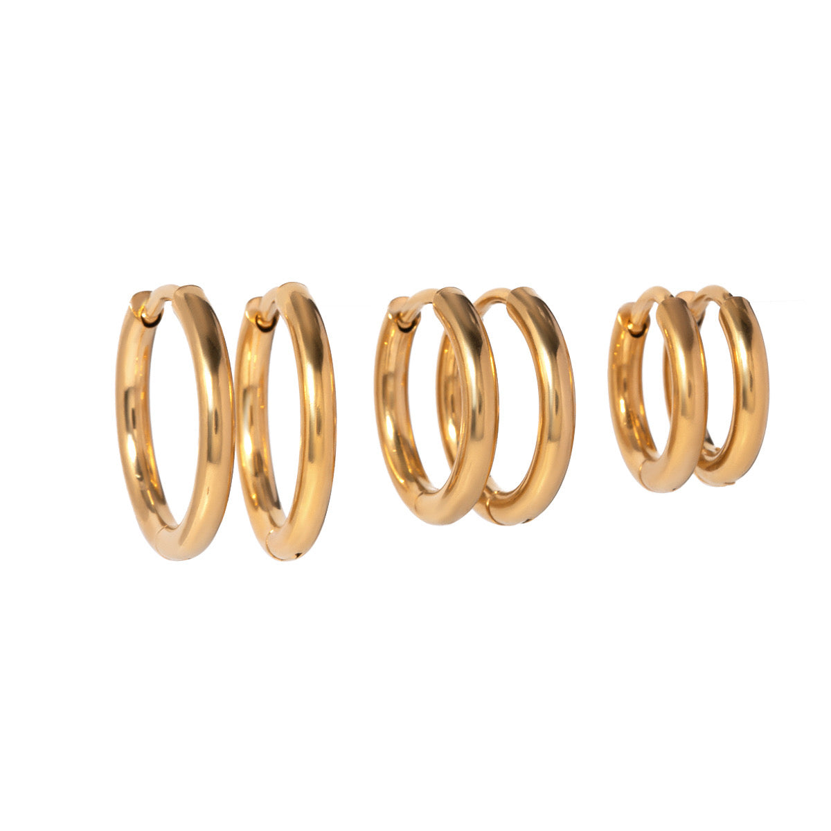 18k Mini Gold Hoop Trio Set