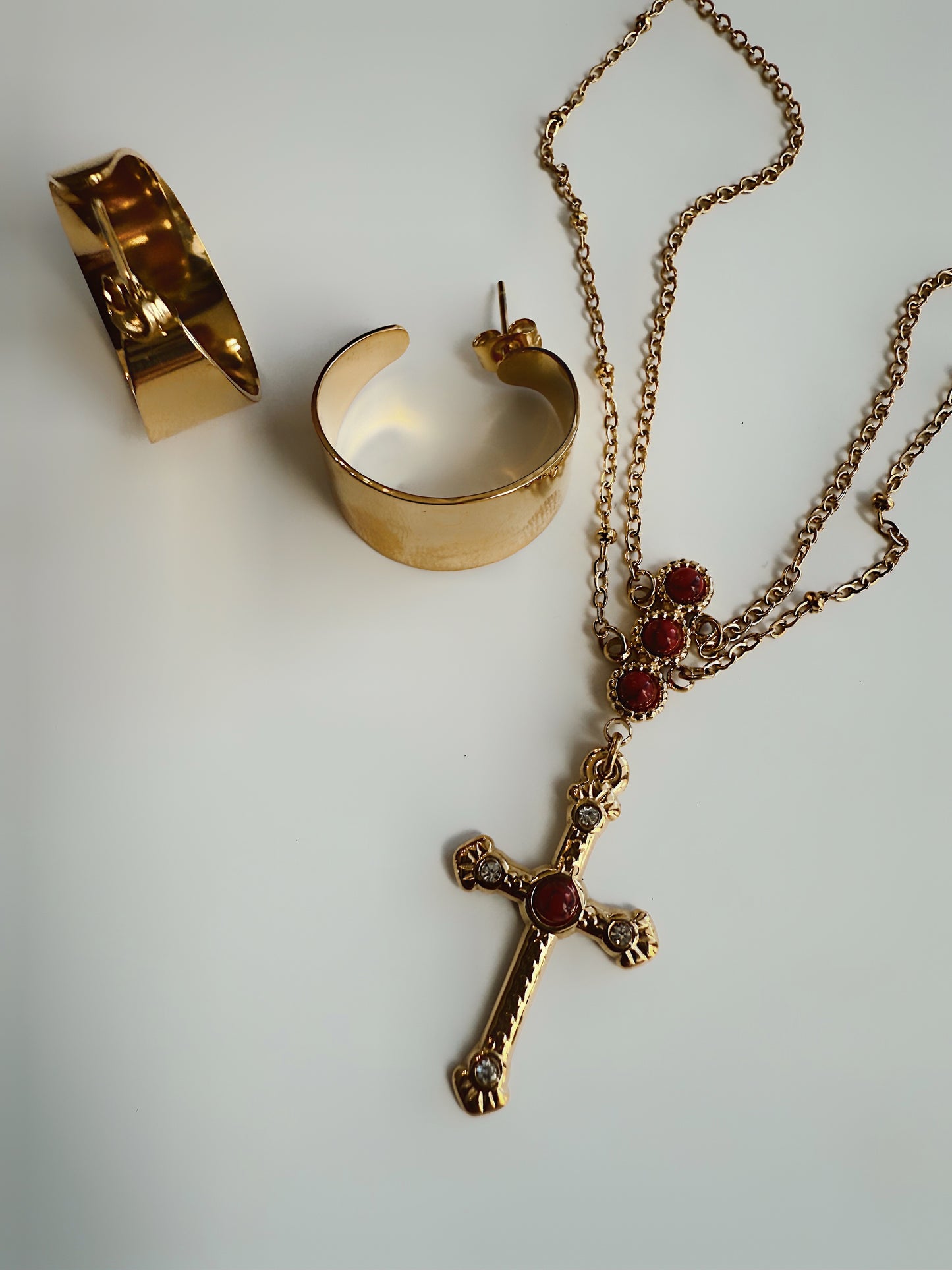 Ruby Layered Cross Necklace