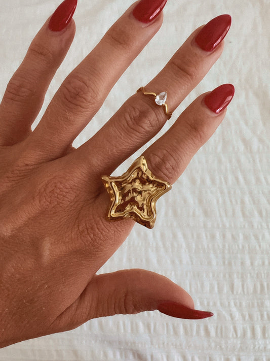 Hammered  Star Ring