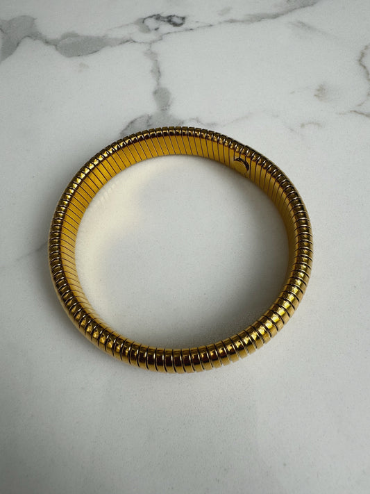 Set of 2 Gold Ribbed Bangles