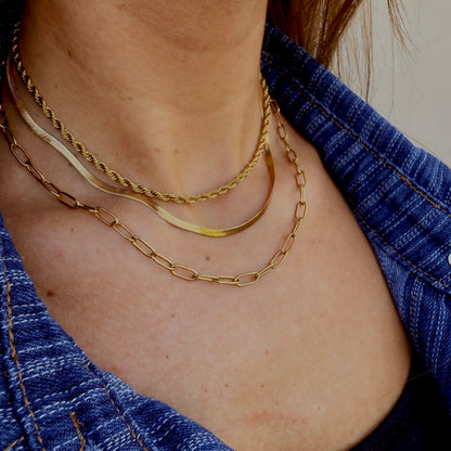 18K Gold Bold Henry Rope Stacking Necklace