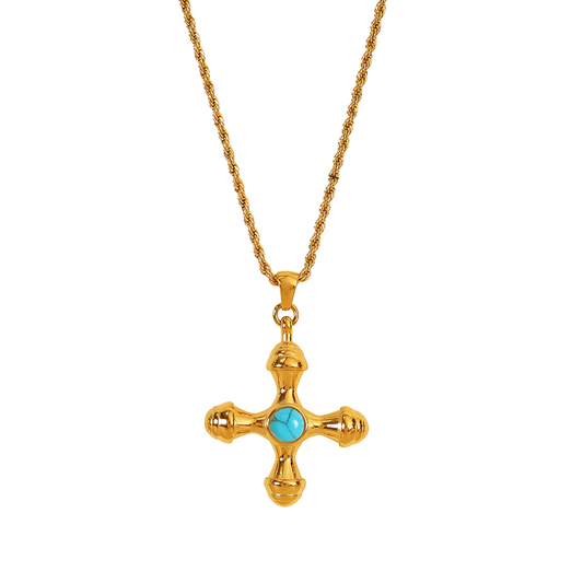 Turquoise Cross Amulet Necklace