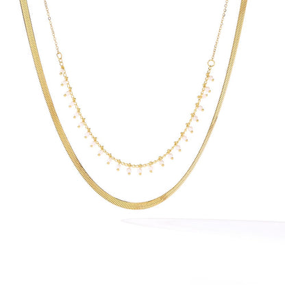 Pre-Stacked Pearl + Snake Chain