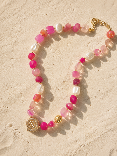 Sunset Seashell Beaded Necklace