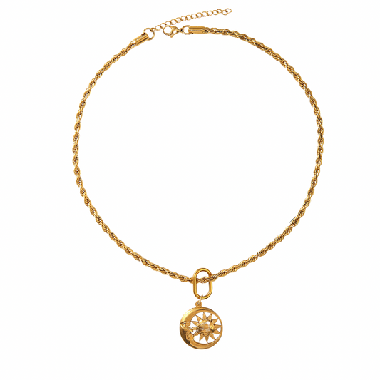 Sun Medallion Rope Necklace