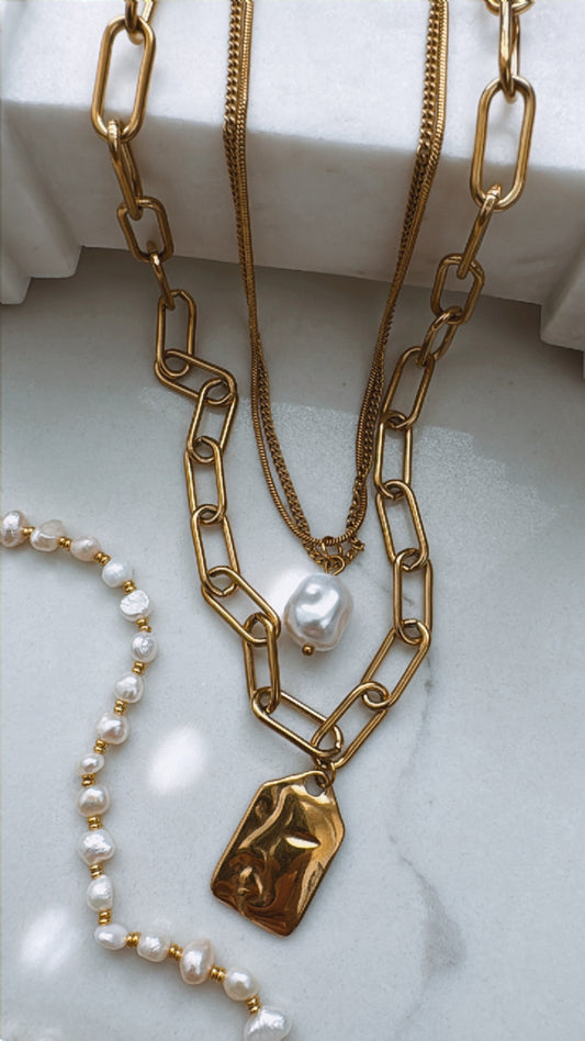 Pre-Stacked Dainty Pearl Girl Necklace