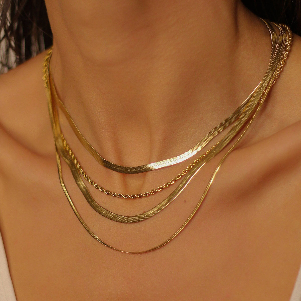 18K Gold Dainty Henry Rope Stacker Necklace